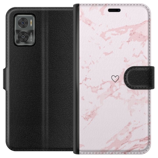 Tegnebogsetui til Motorola Moto E22i med Rosa Hjerte motiv