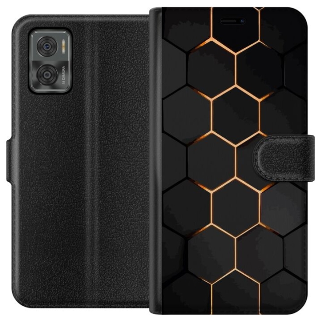 Tegnebogsetui til Motorola Moto E22i med Luksuriøst Mønster motiv