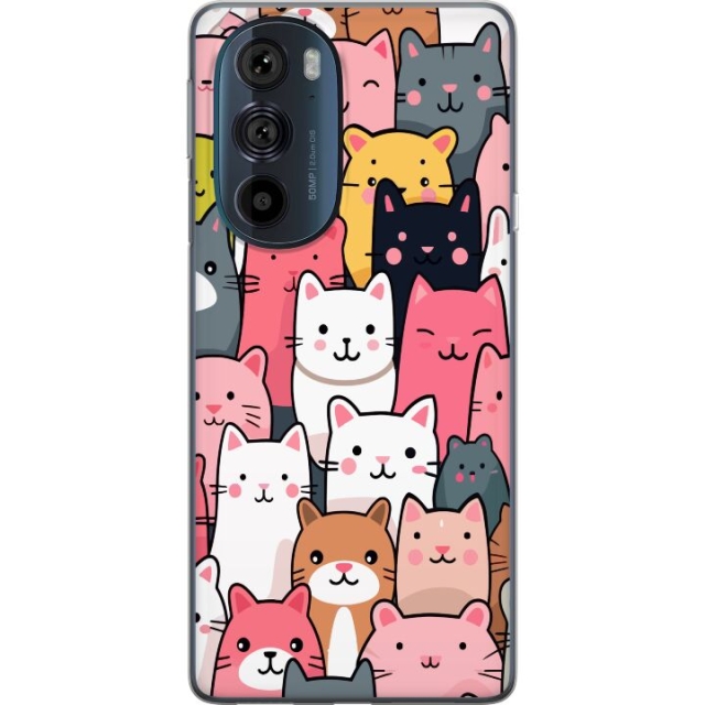 Mobilcover til Motorola Edge 30 Pro med Katte mønster motiv