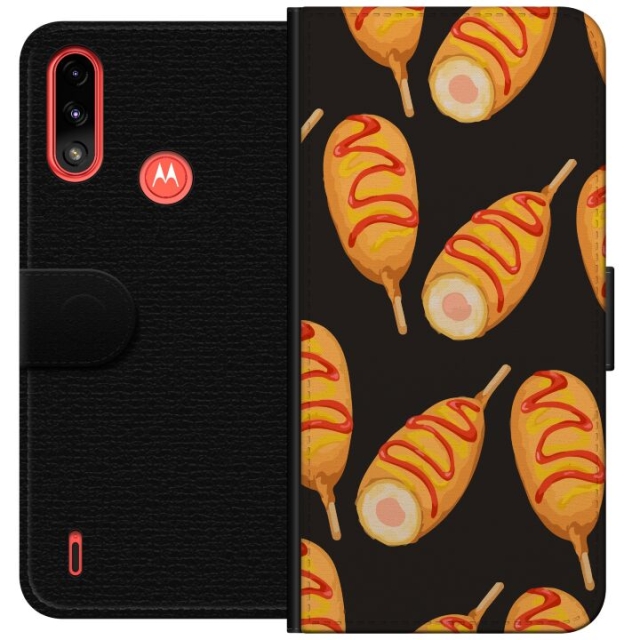 Tegnebogsetui til Motorola Moto E7 Power med Kyllingedrumstick motiv
