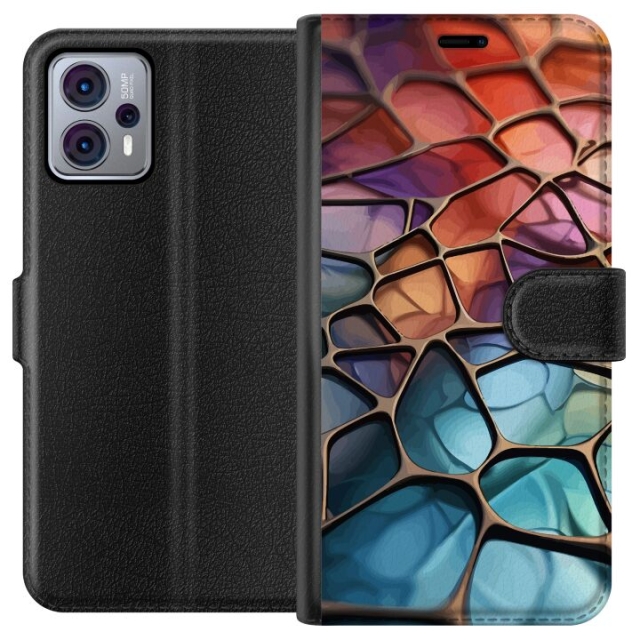 Tegnebogsetui til Motorola Moto G23 med Metallict mønster motiv