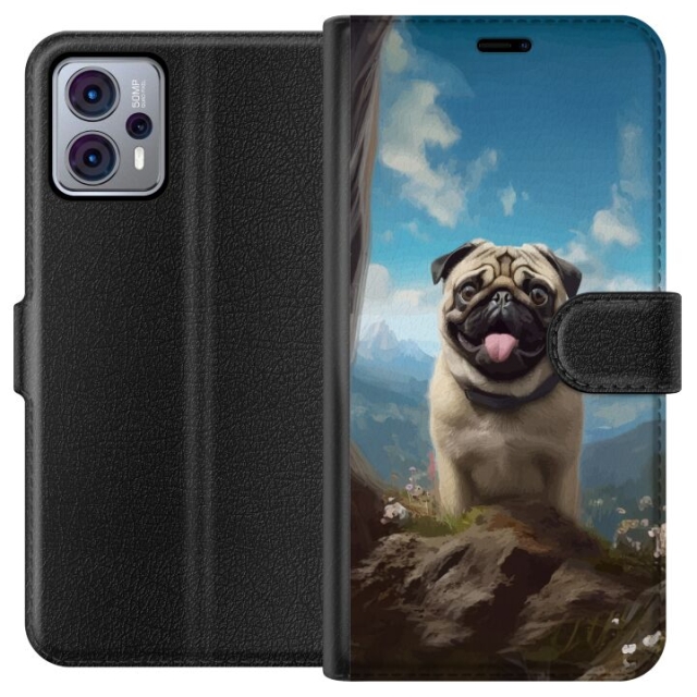 Tegnebogsetui til Motorola Moto G23 med Glad Hund motiv