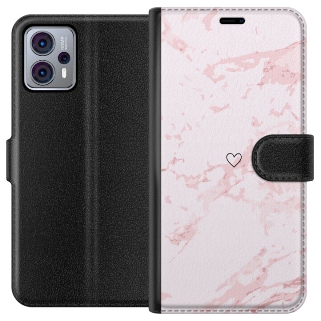Tegnebogsetui til Motorola Moto G23 med Rosa Hjerte motiv