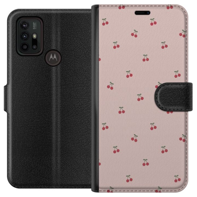 Tegnebogsetui til Motorola Moto G30 med Kirsebær motiv