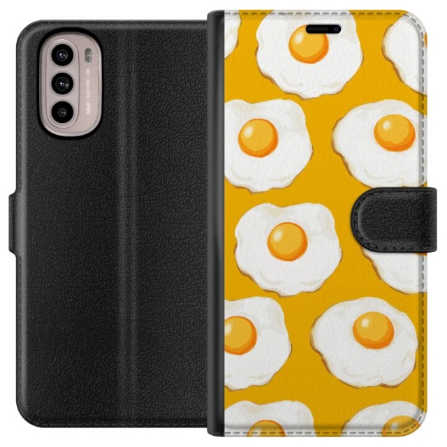 Tegnebogsetui til Motorola Moto G31 med Stegt æg motiv