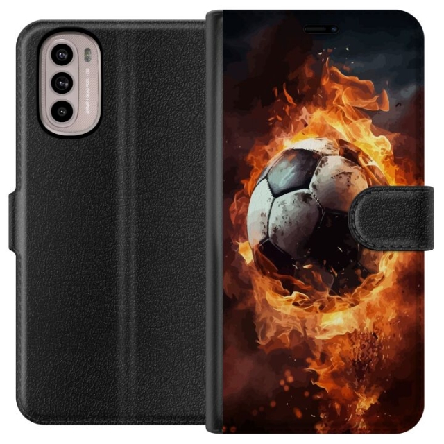 Tegnebogsetui til Motorola Moto G31 med Fodbold motiv