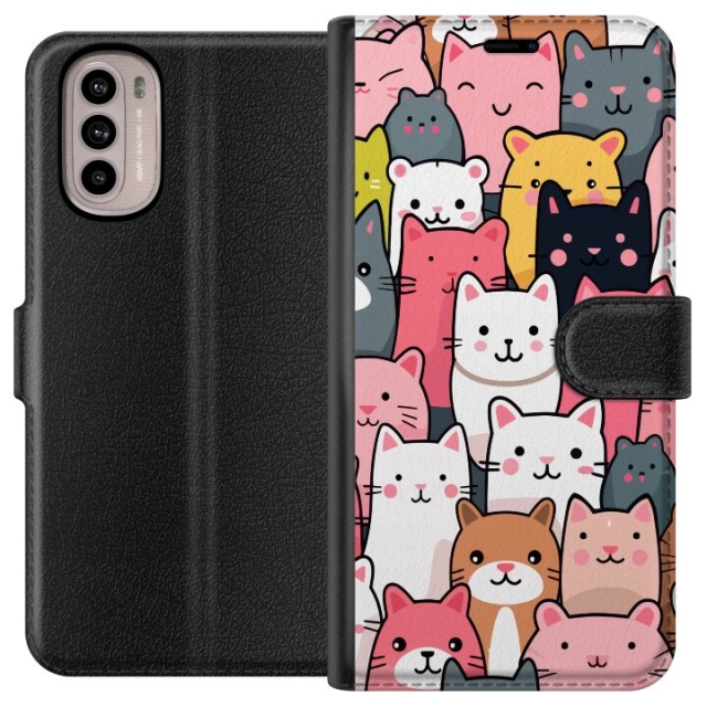 Tegnebogsetui til Motorola Moto G41 med Katte mønster motiv