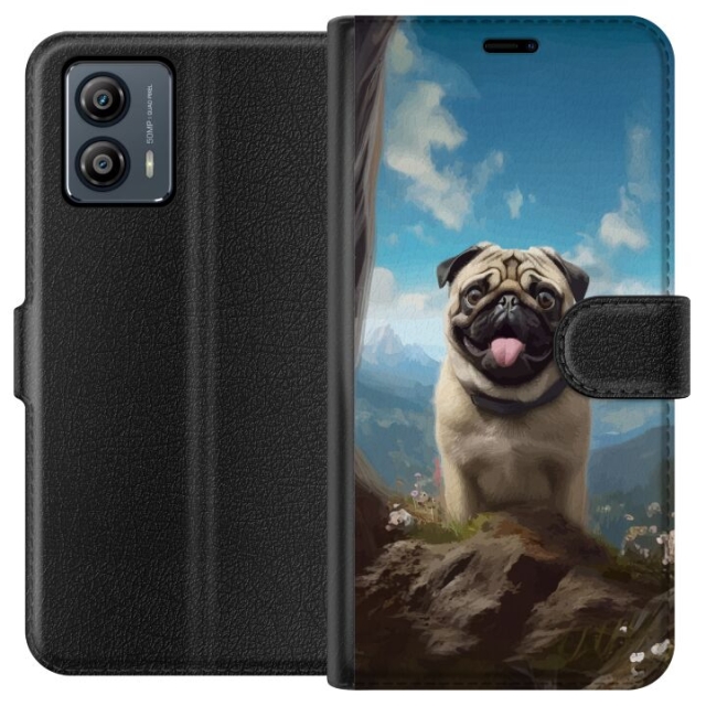 Tegnebogsetui til Motorola Moto G53 med Glad Hund motiv