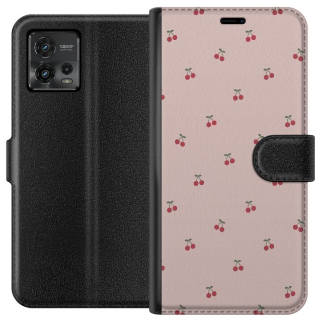 Tegnebogsetui til Motorola Moto G72 med Kirsebær motiv