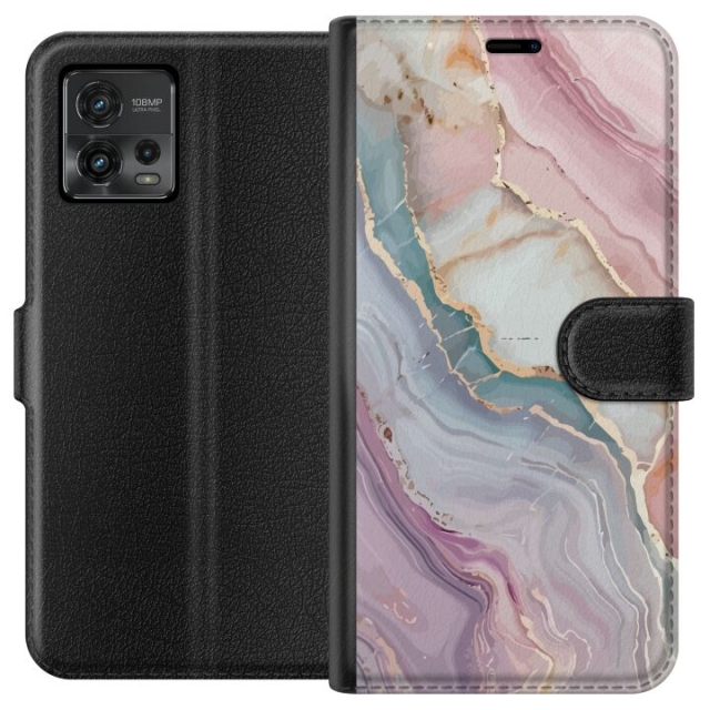 Tegnebogsetui til Motorola Moto G72 med Marmor motiv
