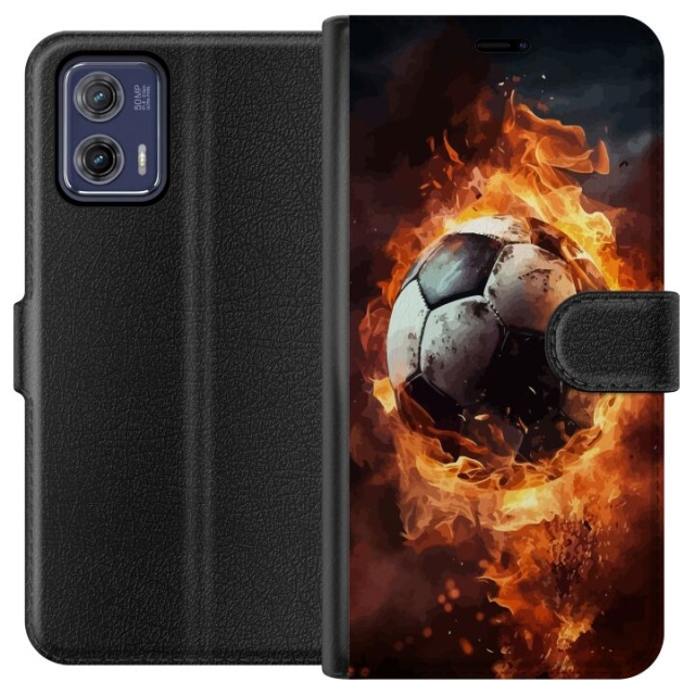 Tegnebogsetui til Motorola Moto G73 med Fodbold motiv