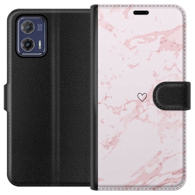 Tegnebogsetui til Motorola Moto G73 med Rosa Hjerte motiv