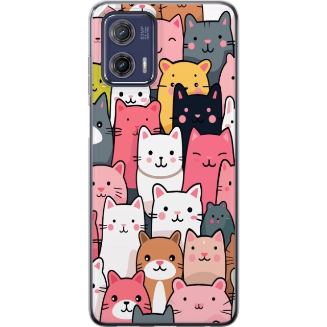 Mobilcover til Motorola Moto G73 med Katte mønster motiv