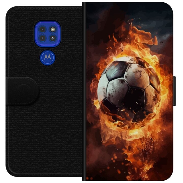 Tegnebogsetui til Motorola Moto G9 Play med Fodbold motiv