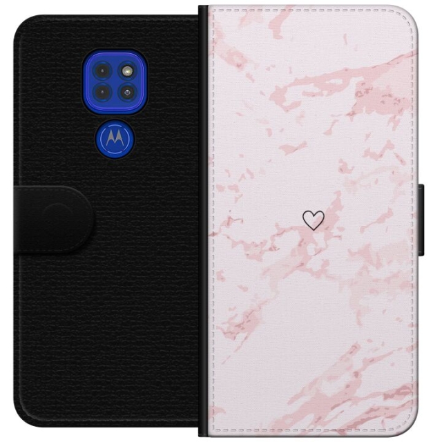 Tegnebogsetui til Motorola Moto G9 Play med Rosa Hjerte motiv