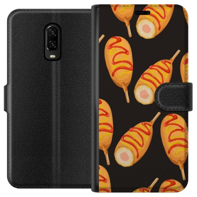 Tegnebogsetui til OnePlus 6T med Kyllingedrumstick motiv