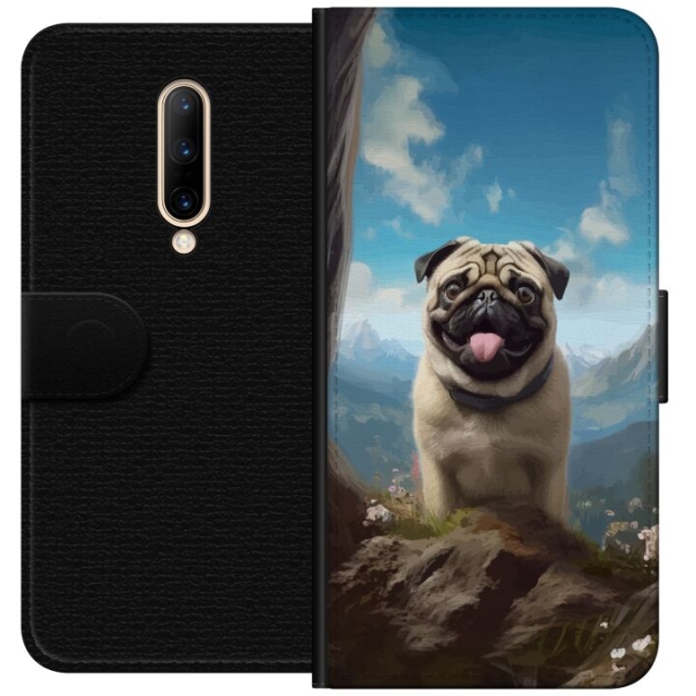 Tegnebogsetui til OnePlus 7 Pro med Glad Hund motiv