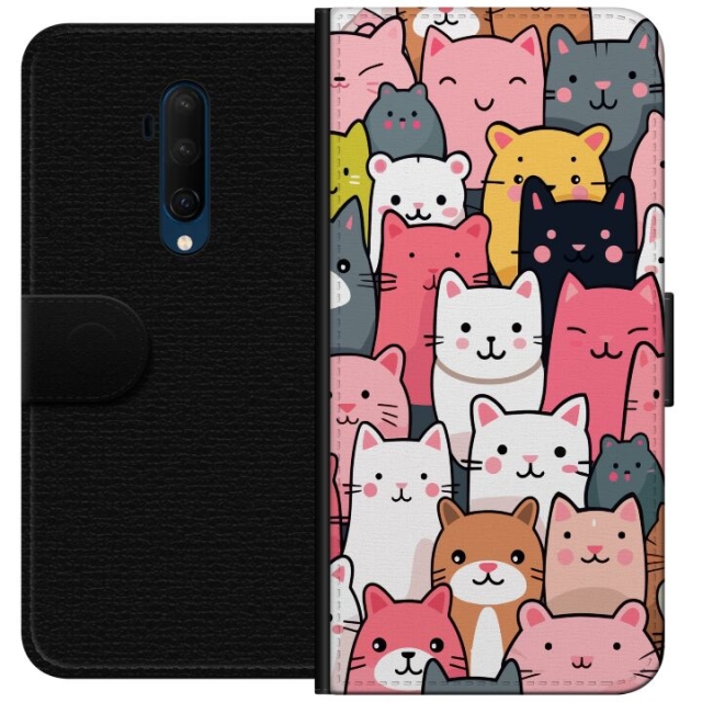 Tegnebogsetui til OnePlus 7T Pro med Katte mønster motiv