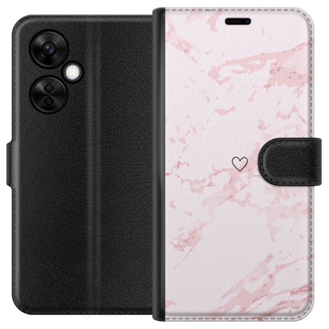 Tegnebogsetui til OnePlus Nord CE3 med Rosa Hjerte motiv