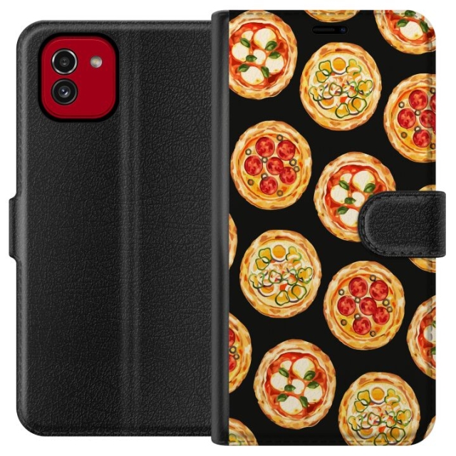 Tegnebogsetui til Samsung Galaxy A03 med Pizza motiv