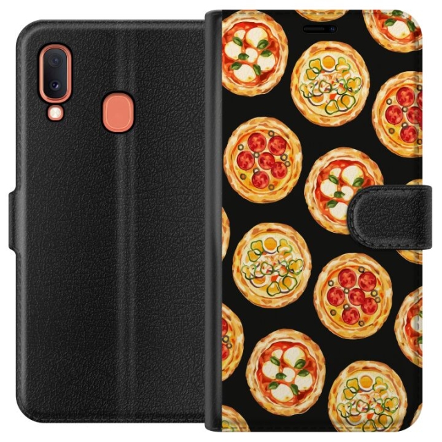 Tegnebogsetui til Samsung Galaxy A20e med Pizza motiv