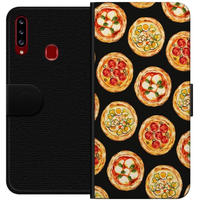 Tegnebogsetui til Samsung Galaxy A20s med Pizza motiv