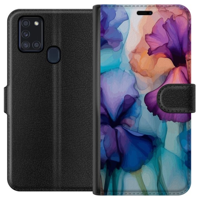 Tegnebogsetui til Samsung Galaxy A21s med Magiske blomster motiv