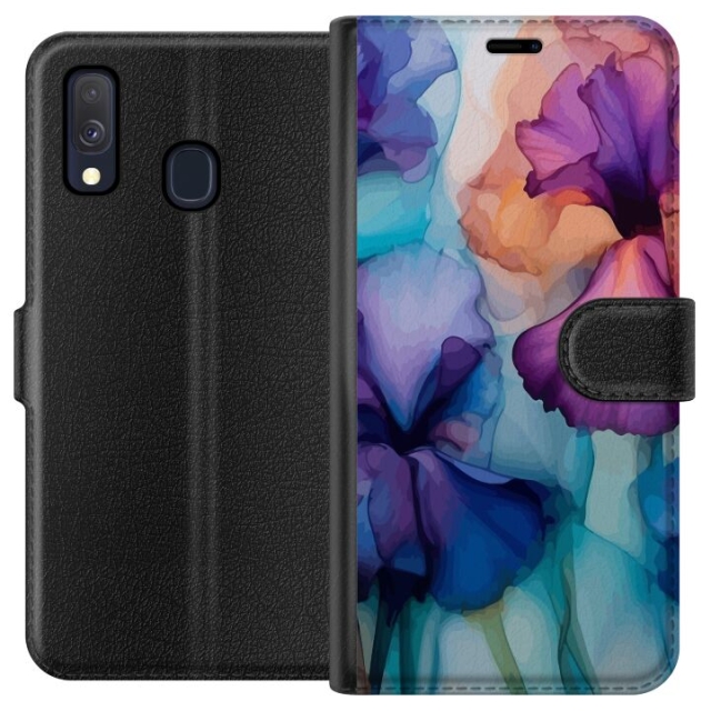 Tegnebogsetui til Samsung Galaxy A40 med Magiske blomster motiv
