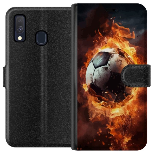 Tegnebogsetui til Samsung Galaxy A40 med Fodbold motiv