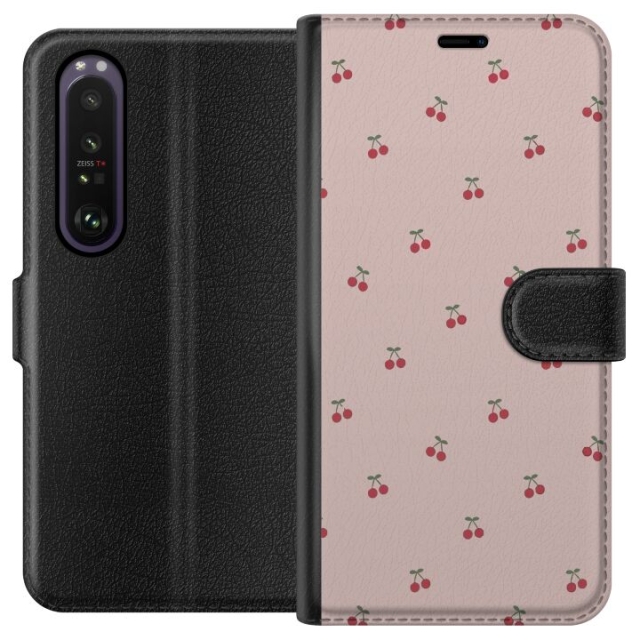Tegnebogsetui til Sony Xperia 1 III med Kirsebær motiv