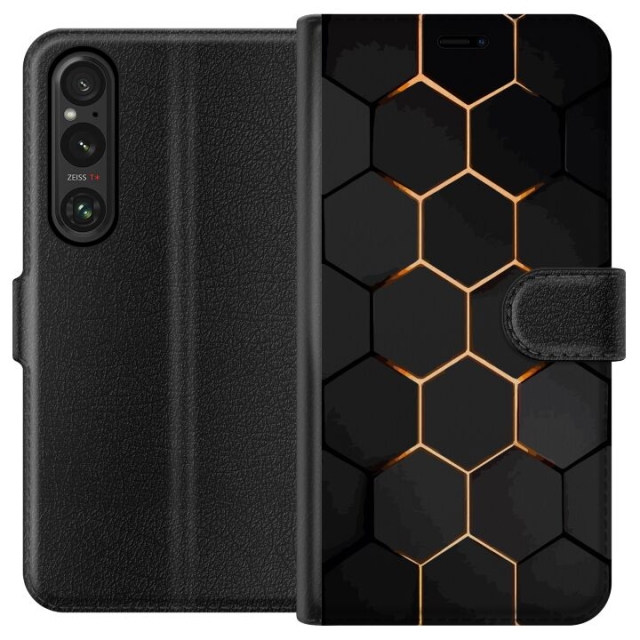 Tegnebogsetui til Sony Xperia 1 V med Luksuriøst Mønster motiv