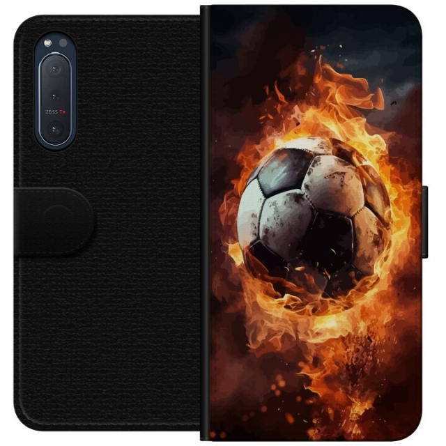 Tegnebogsetui til Sony Xperia 5 II med Fodbold motiv