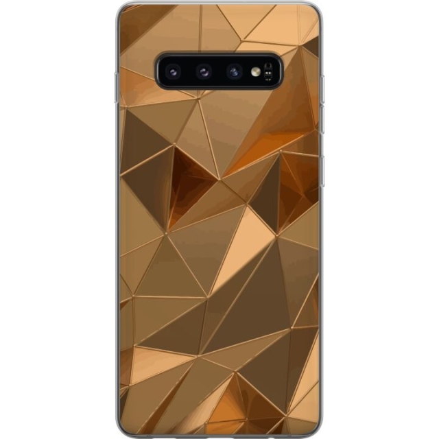 Mobilcover til Samsung Galaxy S10 med 3D Guld motiv
