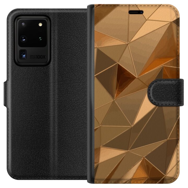 Tegnebogsetui til Samsung Galaxy S20 Ultra med 3D Guld motiv