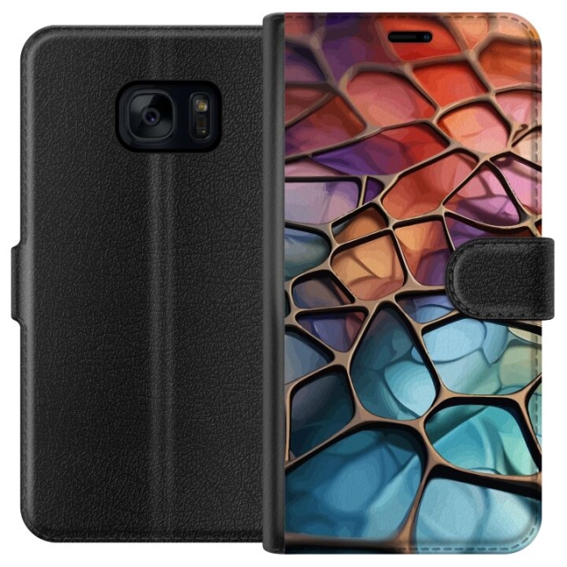 Tegnebogsetui til Samsung Galaxy S7 med Metallict mønster motiv
