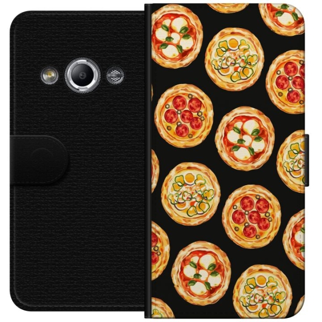 Tegnebogsetui til Samsung Galaxy Xcover 3 med Pizza motiv