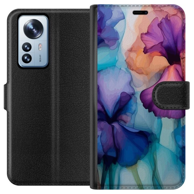 Tegnebogsetui til Xiaomi 12 Pro med Magiske blomster motiv