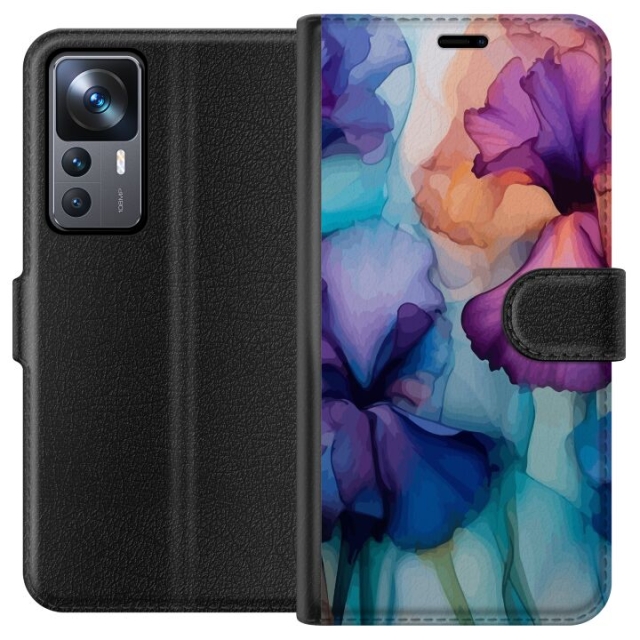Tegnebogsetui til Xiaomi 12T Pro med Magiske blomster motiv