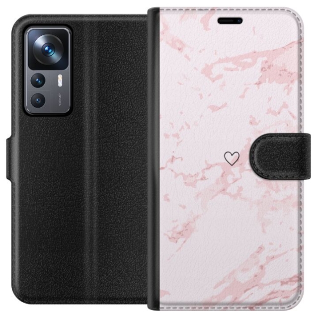 Tegnebogsetui til Xiaomi 12T Pro med Rosa Hjerte motiv