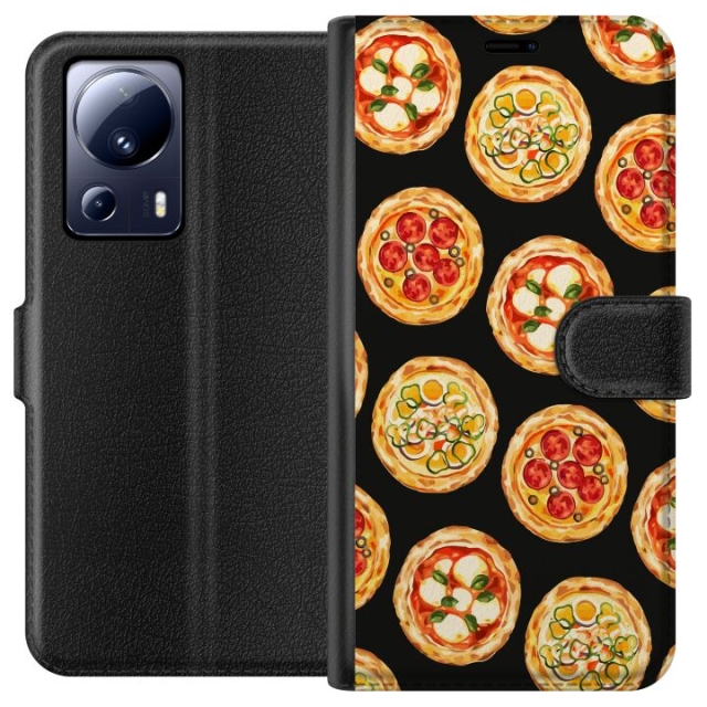 Tegnebogsetui til Xiaomi 13 Lite med Pizza motiv