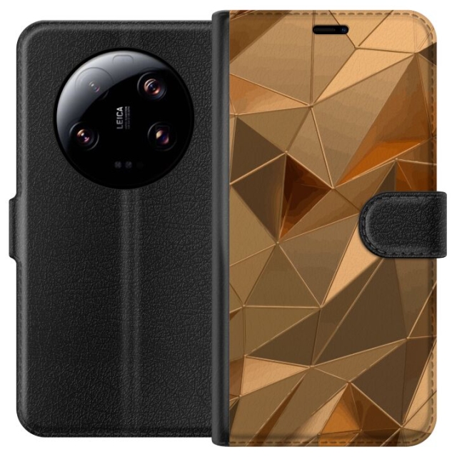 Tegnebogsetui til Xiaomi 13 Ultra med 3D Guld motiv