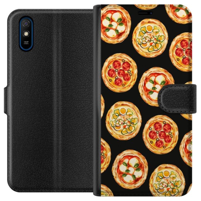 Tegnebogsetui til Xiaomi Redmi 9A med Pizza motiv