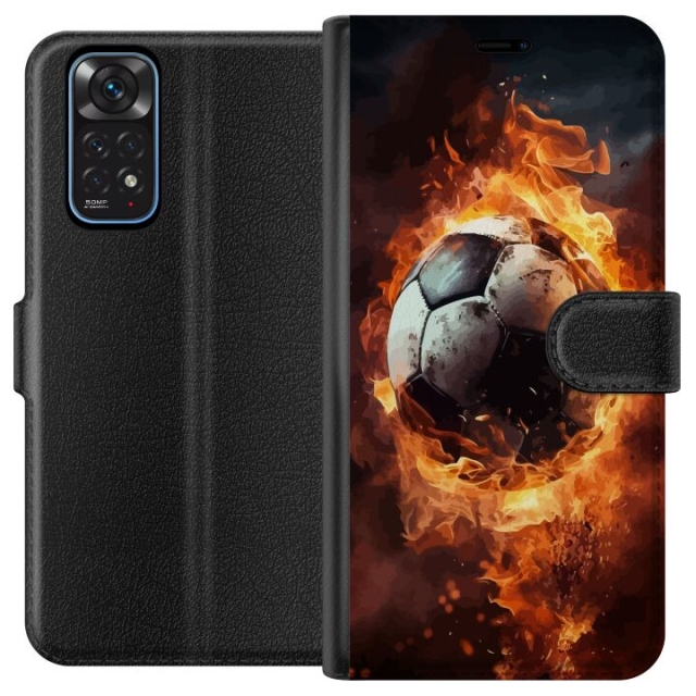 Tegnebogsetui til Xiaomi Redmi Note 11 med Fodbold motiv