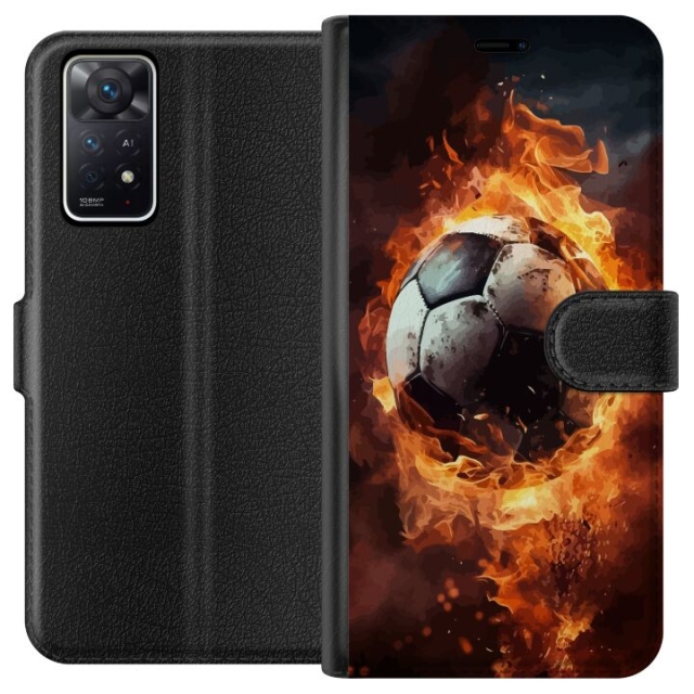 Tegnebogsetui til Xiaomi Redmi Note 11 Pro 5G med Fodbold motiv