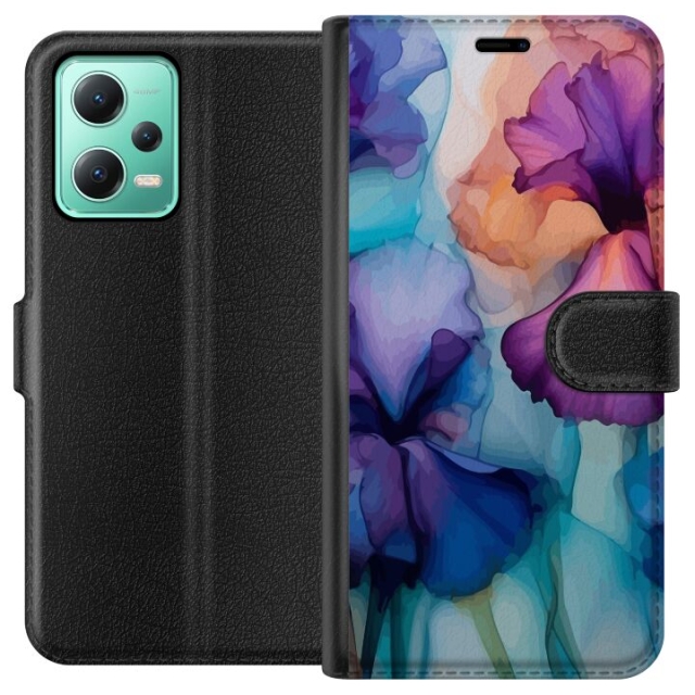 Tegnebogsetui til Xiaomi Redmi Note 12 med Magiske blomster motiv
