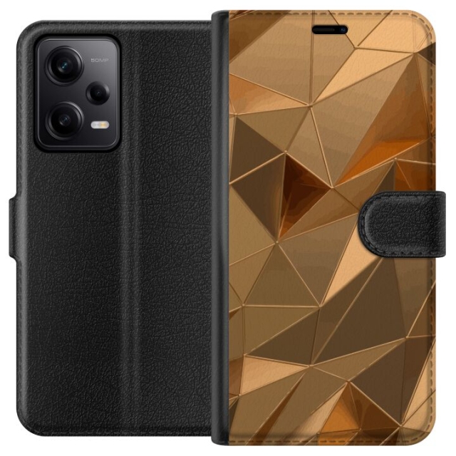 Tegnebogsetui til Xiaomi Redmi Note 12 Pro med 3D Guld motiv