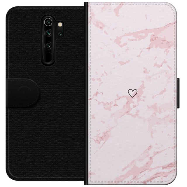 Tegnebogsetui til Xiaomi Redmi Note 8 Pro  med Rosa Hjerte motiv
