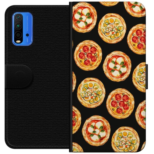 Tegnebogsetui til Xiaomi Redmi Note 9 4G med Pizza motiv