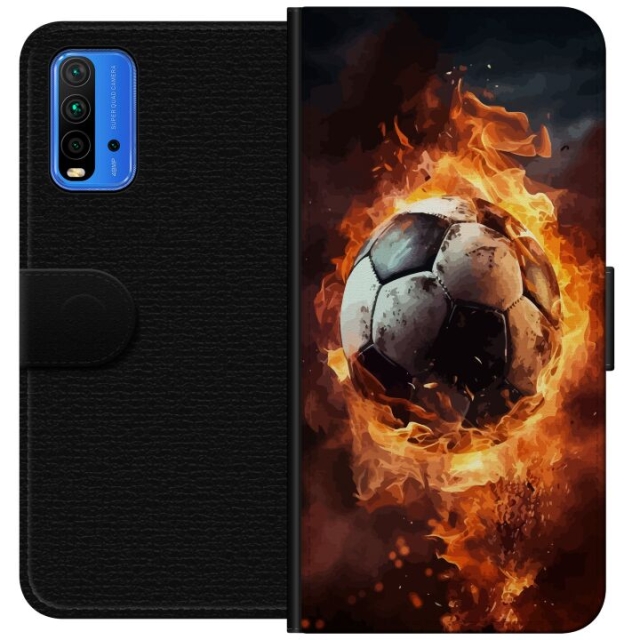 Tegnebogsetui til Xiaomi Redmi Note 9 4G med Fodbold motiv