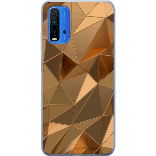 Mobilcover til Xiaomi Redmi Note 9 4G med 3D Guld motiv